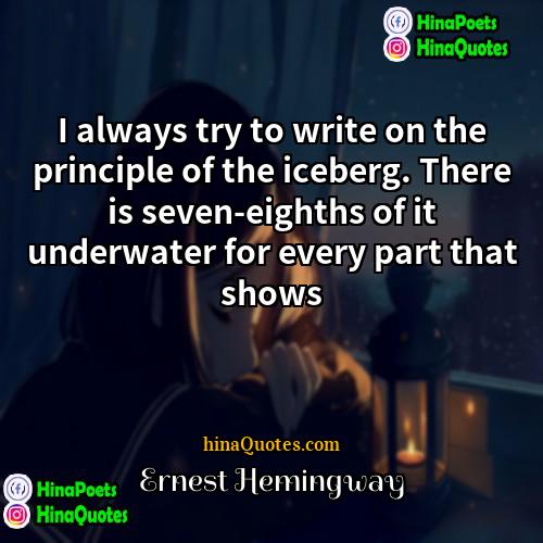 Ernest Hemingway Quotes | I always try to write on the